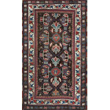 Tribal Geometric Brown Earth Tone Antique Small Late 19th Century Caucasus Kazak Rug