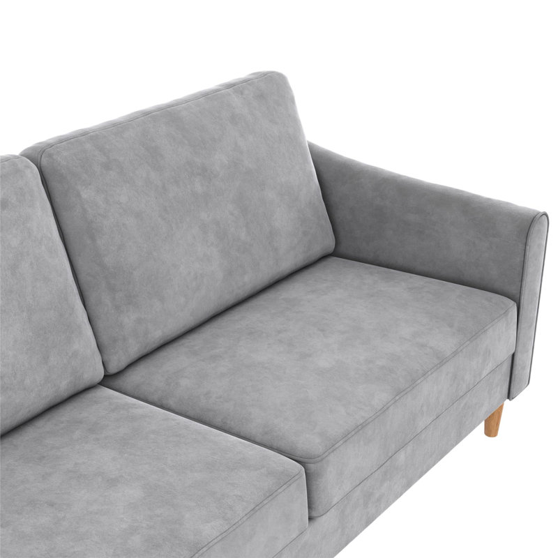 Moon 73.5" Upholstered Sofa with Curved Back, Grey