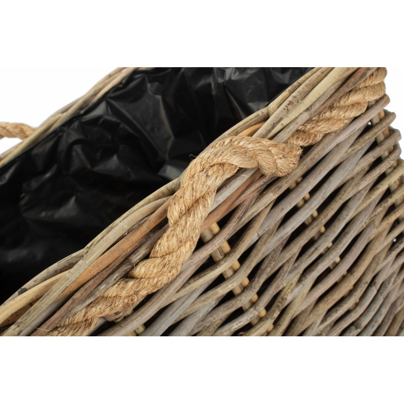 Wicker Tapered Rattan Planter with Lining, 37cm H x 44cm W x 44cm D