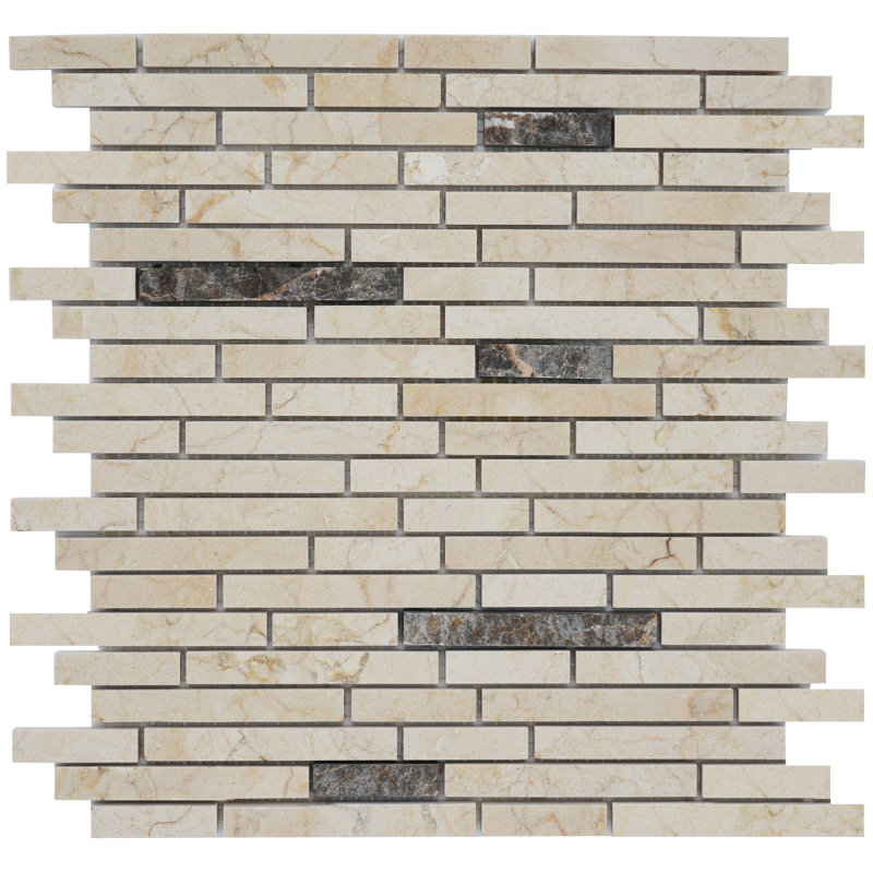 Carreau de mosaïque linéaire en marbre Tibet, Crème