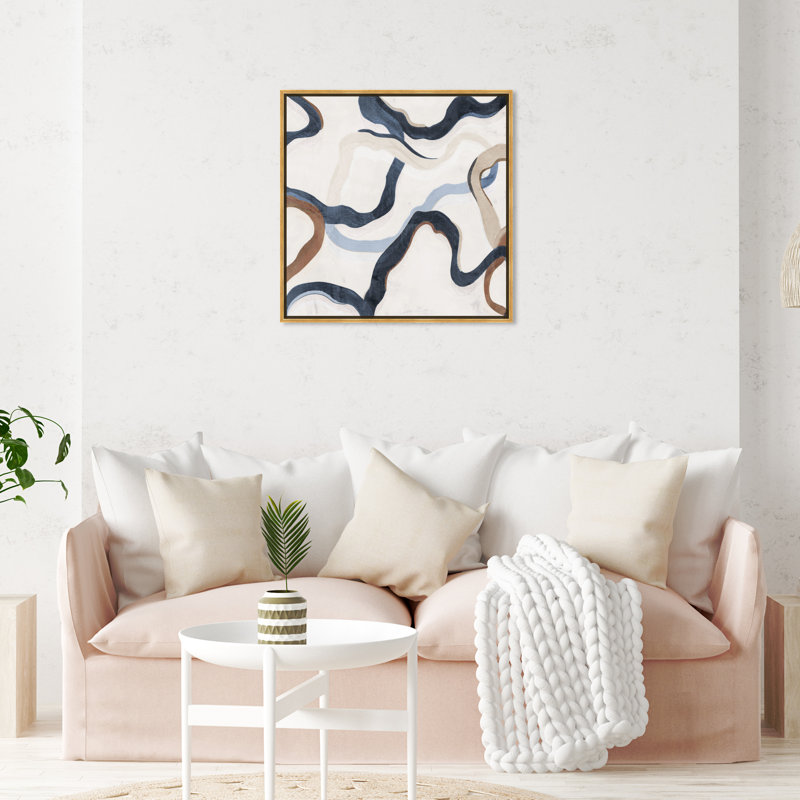 Sentiers de la vie III - peinture sur toile, Cadre doré, H 31,5 po x l 31,5 po