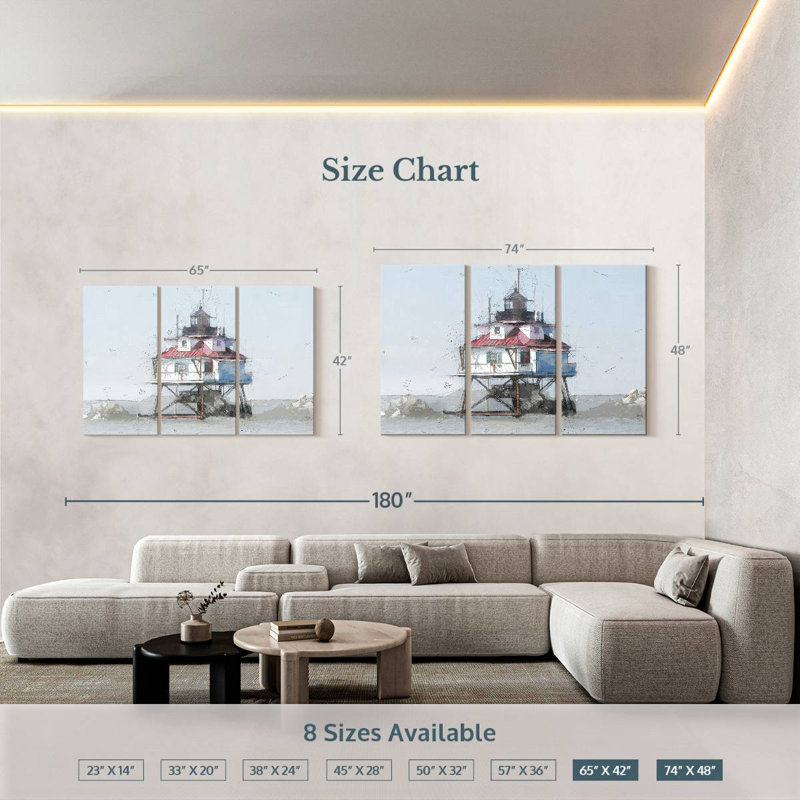 Lilie Thomas Point Shoal Lighthouse I, 42" H x 65" W