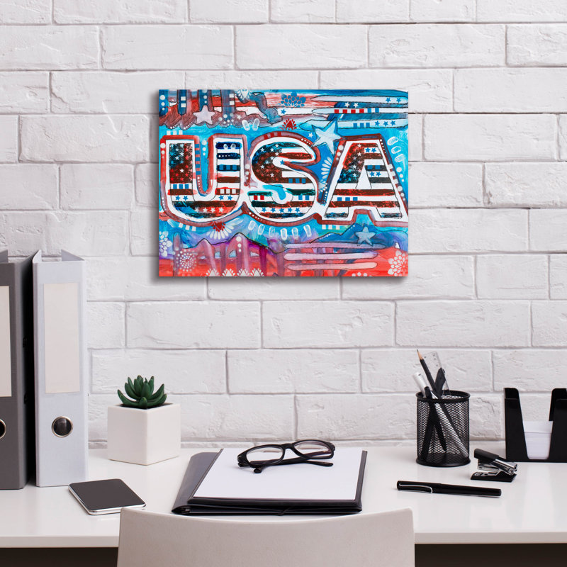 «Usausausa» par Dean Russo, art mural sur toile, H 12 po x l 16 po x P 0,75 po