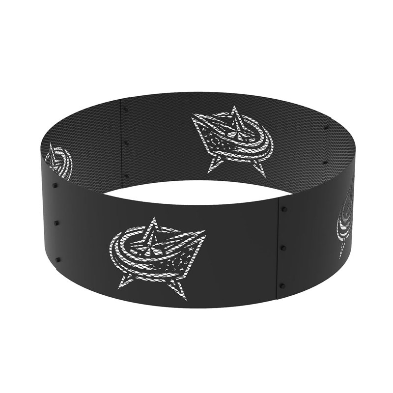 Round Steel Wood Burning Fire Pit, Columbus Blue Jackets