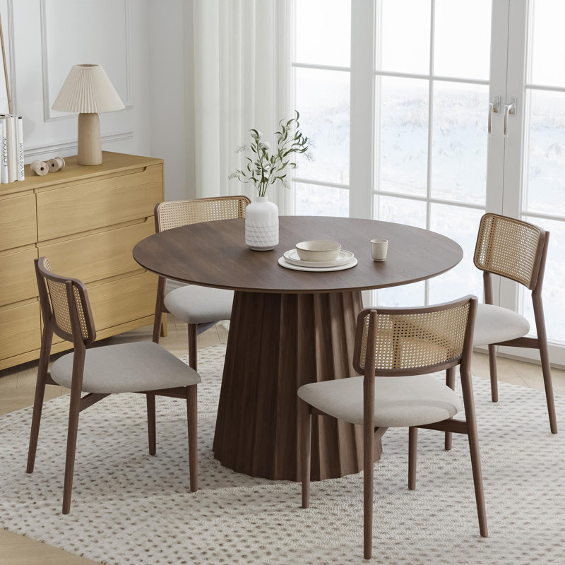 Table de salle à manger en bois massif, H 30 po x L 46 po x l 46 po, Noyer