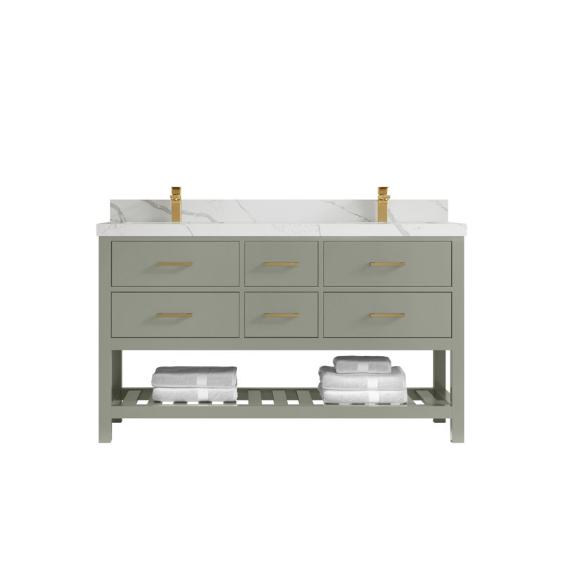 Parker 60 po X P 22 po Meuble-lavabo double D, Calacatta Laza