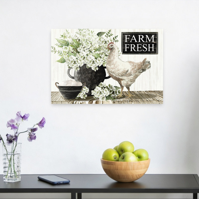 Ferme, art moderne abstrait rustique, 12" H x 18" W