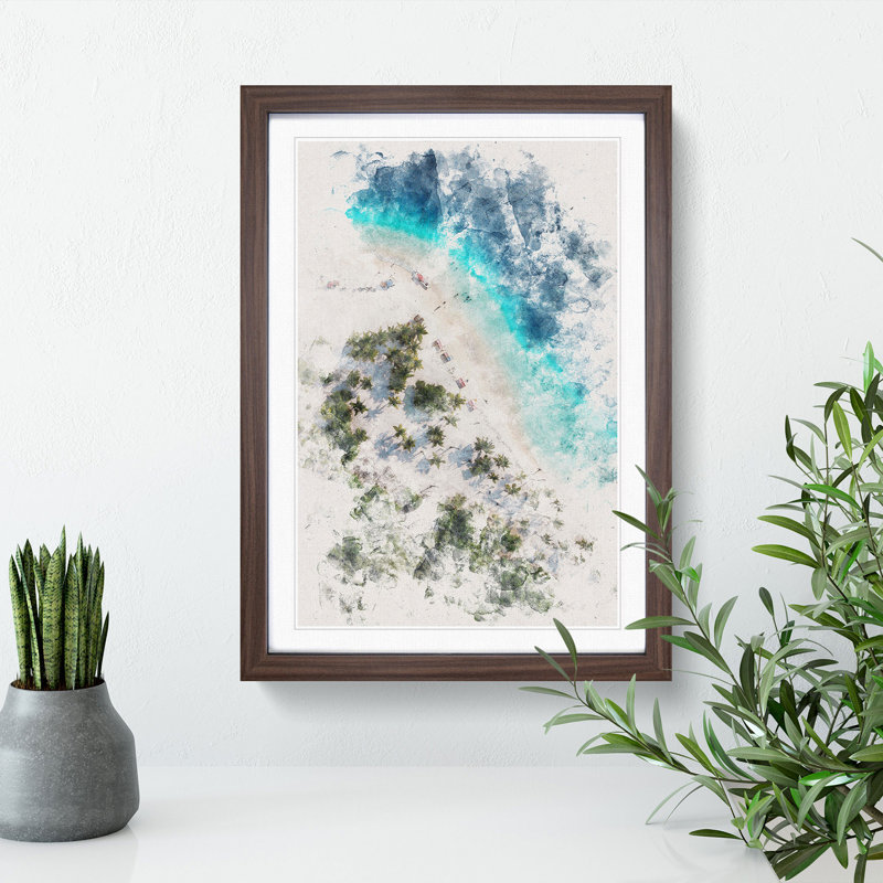 Beach in Caracas Venezuela - Framed Print, 63cm H x 45cm W x 2cm D, Walnut Framed