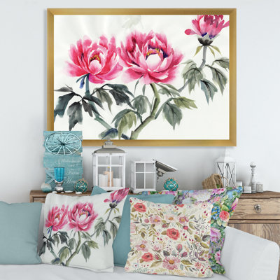 Branche de pivoines mauves rétro - reproduction sur toile