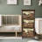 Jhavon 3 Drawer Wooden Cabinet with Wicker Storage Baskets and Brown Bear Design for Home Organization