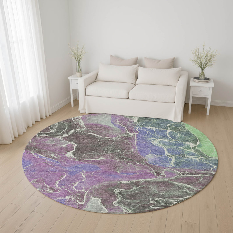 Premium Machine Washable Verlin AMF1782 Contemporary Rug, Round 8'