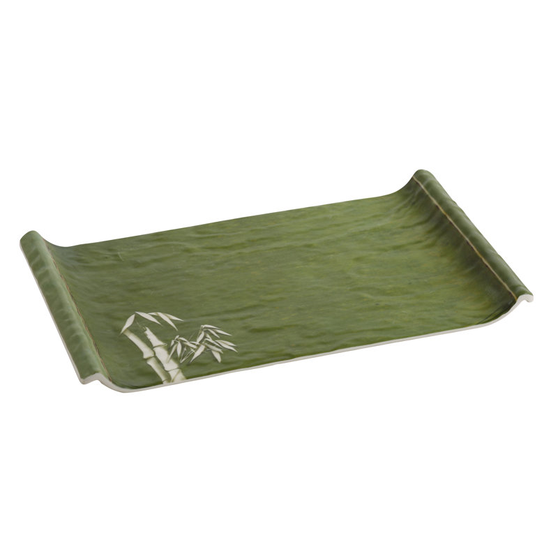 Bamboo Style Bamboo Rectangular Melamine Platter, 12"L x 6.75"W x 1" H