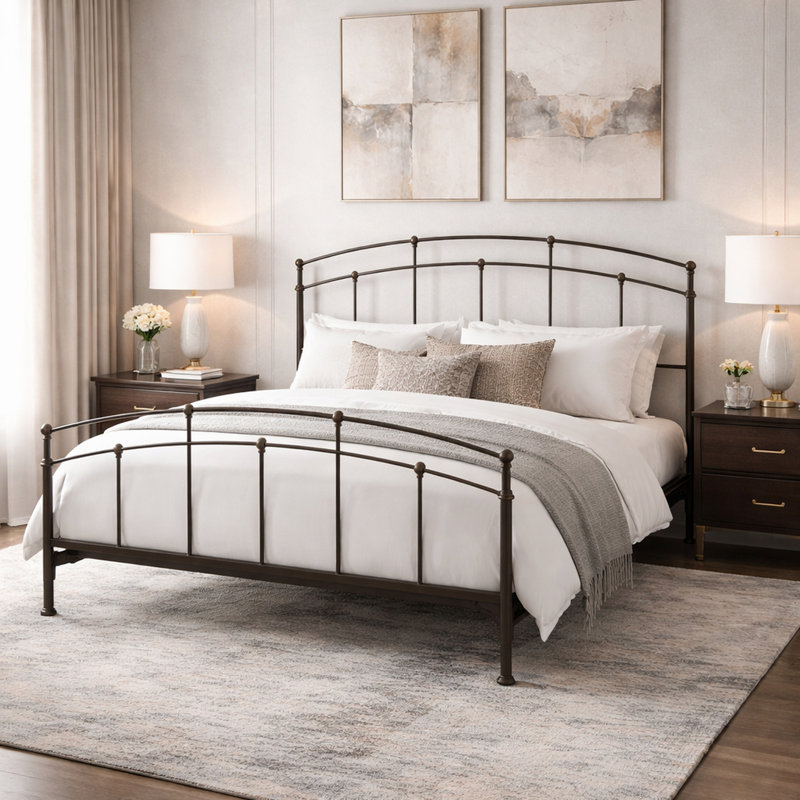 Grand lit Fenton avec cadre - noyer noir, Grand