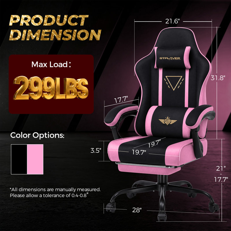 LUCKRACER PC & Racing Game Chair, Pink