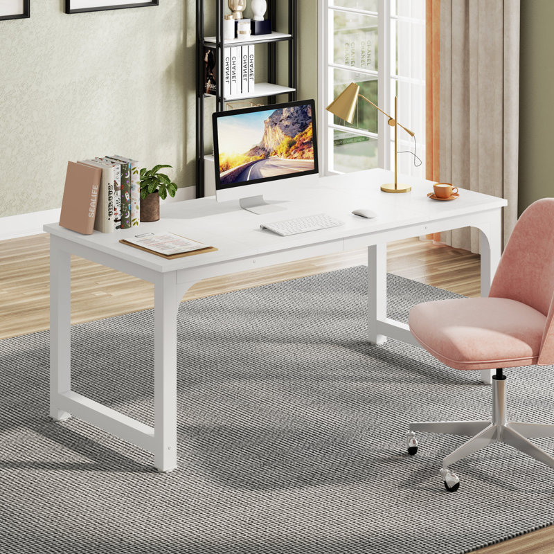 Waltman Rectangle Office Desk, White, 75Cm H x 160Cm W x 80Cm D