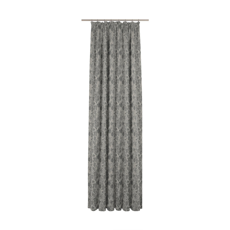 Micheal Pinch Pleat Opaque Single Curtain, 245cm Width x 145cm Drop, Black / Grey.