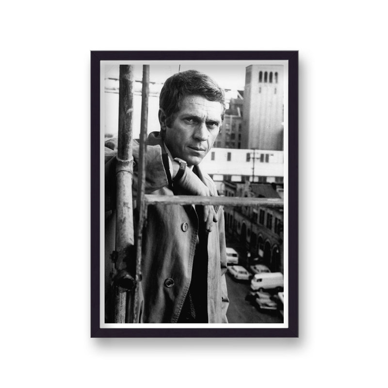 Steve Mcqueen Classic Pose Fire Escape Bullitt - Single Picture Frame Print