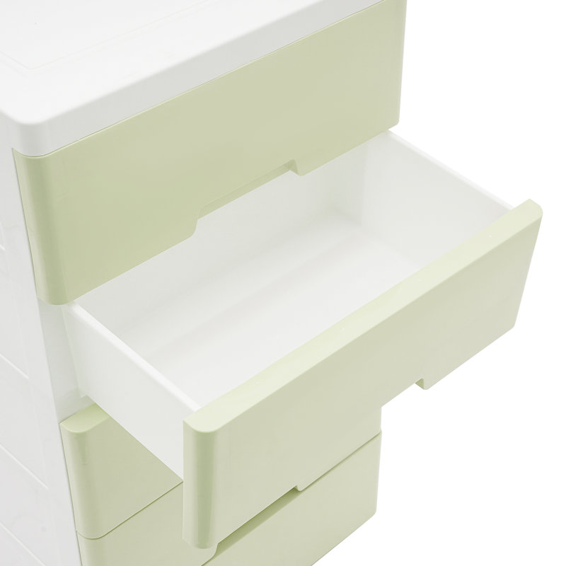 Commode 5 tiroirs avec rangement, Vert