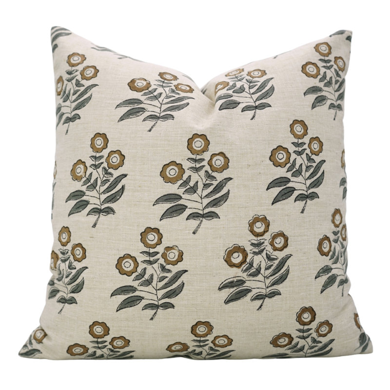 Housse de coussin en lin fabriquée à la main Fabividine Neha - impression de bloc de coussin décoratif pour canapé - 26 x 26 pouces