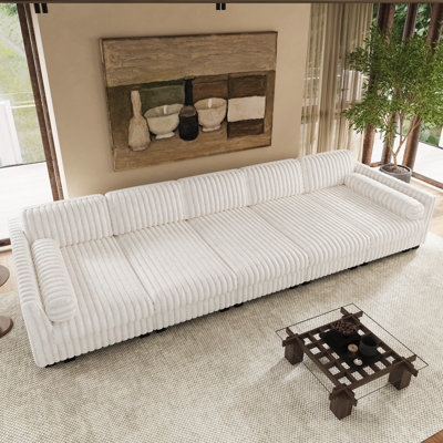 Canapé-lit modulaire rembourré à 5 places, siège confortable en fausse fourrure de lapin