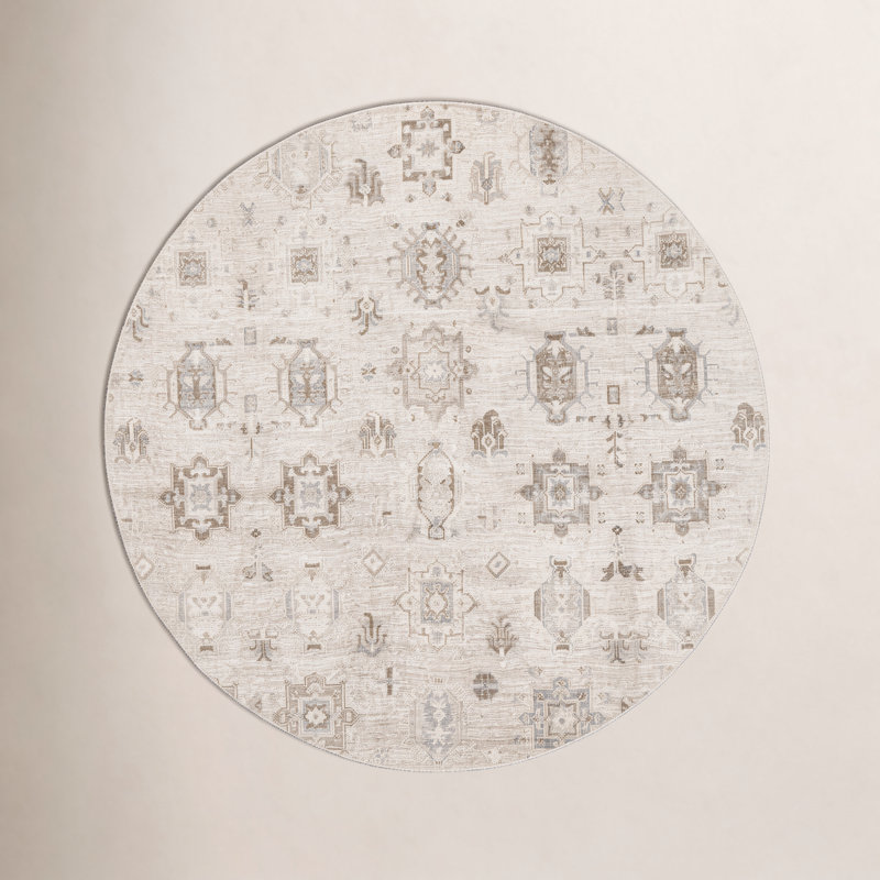 Tapis de couloir lavable à la machine Elverta Medallion, Rond 6 pi