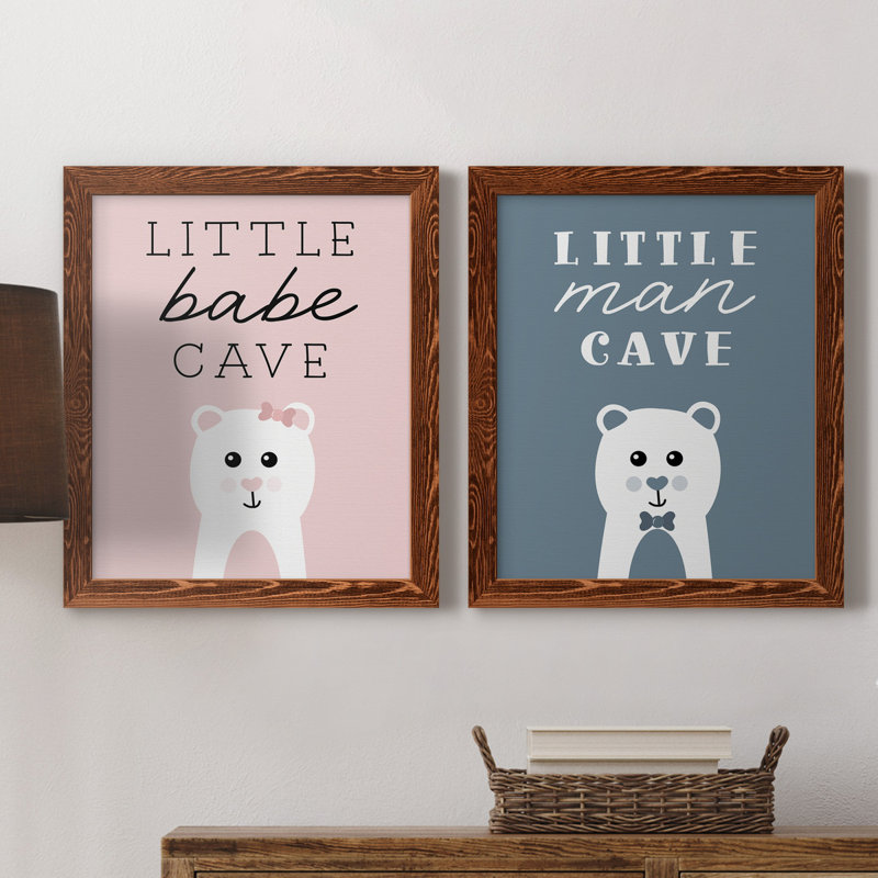 «Little Babe Cave», ensemble de 2 impressions, Pas de tapis, H 24 po x l 36 po x P 1,5 po, Toile avec cadre érable