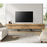 17 Stories Modern Tv Stand With Storage Cabinets For 110 Inch Tv, Wood Tv Entertainment Center Tv Media Console Table With Metal Leg For Living Room,brown