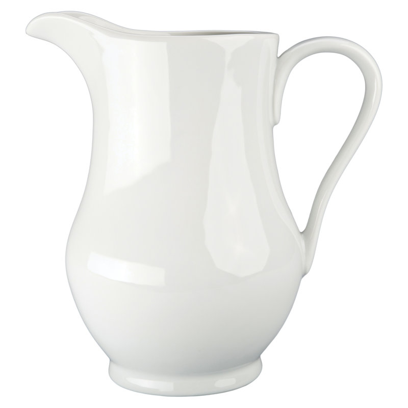 Classic White Porcelain 2-Quart Pitcher with Long Spout
