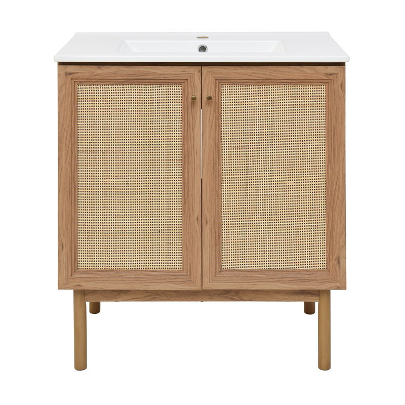 Oak Freestanding Bathroom Vanity with Sink Included