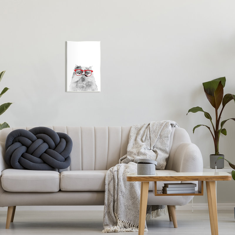 Au-560, giclée, drôle de visage portant des lunettes, impression, H 15 po x l 10 po x P 0,5 po, Mdf