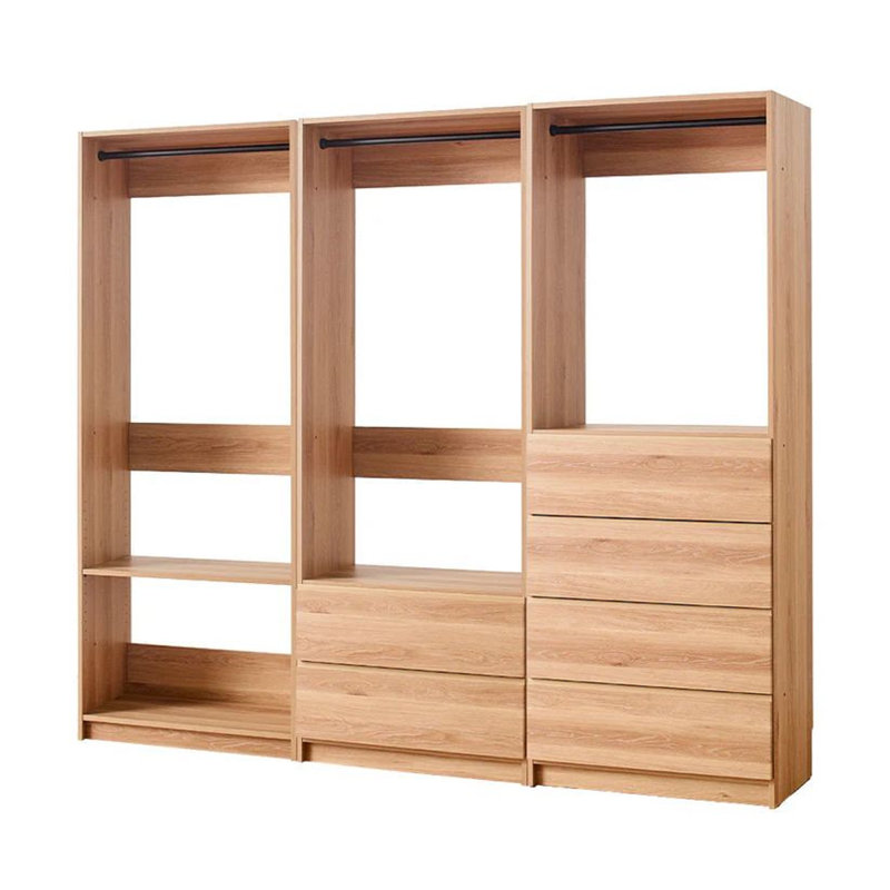 Placard de rangement modulaire autoportant à 4 tablettes 3 tiroirs Dee, brun, Chêne brun naturel