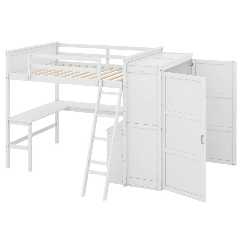 Lit mezzanine pour enfants Jannifer, Complète, Blanc