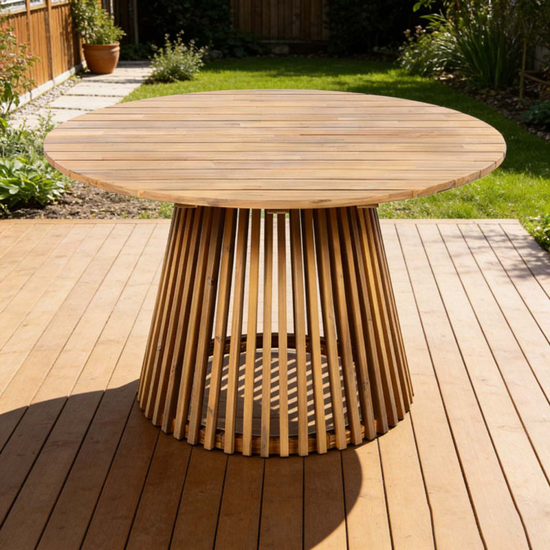 Table de salle à manger en bois 47,25 pouces, Teck clair