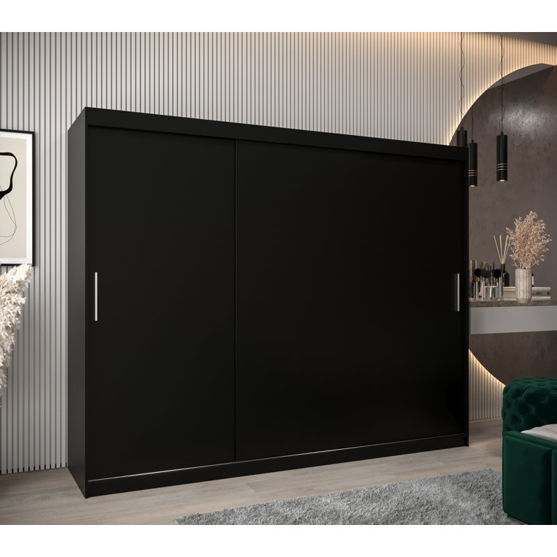 Brijae 3 Door Manufactured Wood Wardrobe, Black Matt