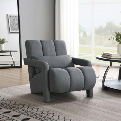 Chaise d'appoint moderne rembourrée, tissu en lin confortable avec coussin, lin