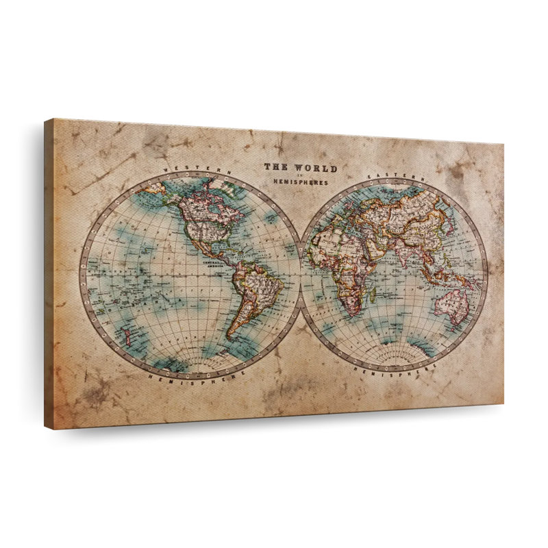 Hemisphere Map Canvas Print, 30" H x 45" W x 1.25" D