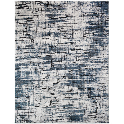 Tapis abstrait bleu Lavanna