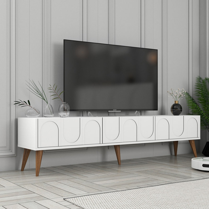 Keikei Unfinished TV Stand, White/Brown