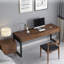 Bureau d'écriture rectangulaire en bois massif avec tiroirs Nut-brown-1429210008