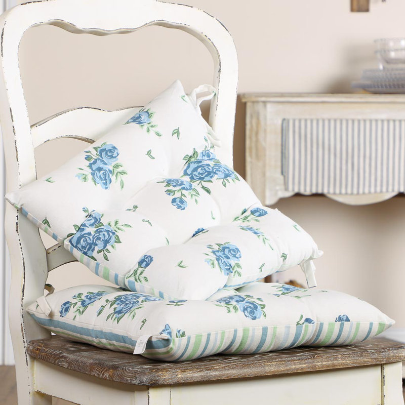 Heritage Bloom Cotton with Ties Chair Paid Cushion