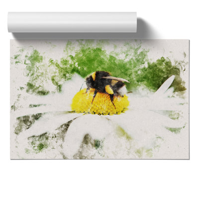 Bee Collecting Pollen Watercolour - Frameless Print