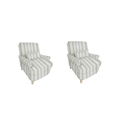 Fauteuil d'appoint rembourré en bois massif de 32 po de largeur avec coussin lombaire et pieds (ensemble de 2)