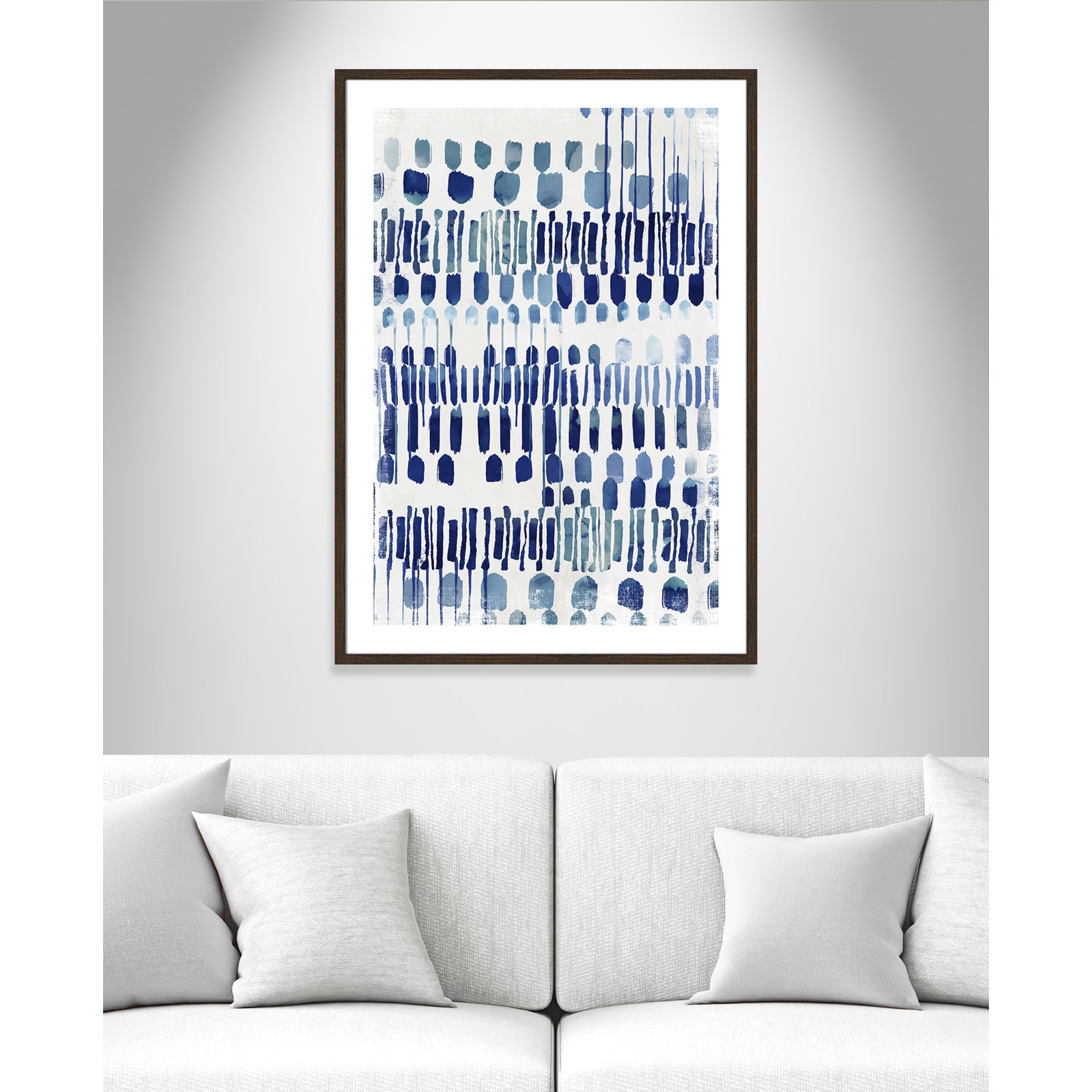 Continuously I - Painting Print, Walnut Wood Grain Framed Paper, White, 41.5" H x 29.5" W x 0.75" D