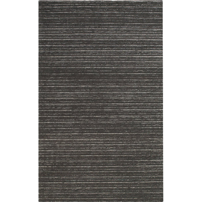 Tapis rayé en laine touffeté à la main graphite Amherst, Rectangle 5 pi x 8 pi
