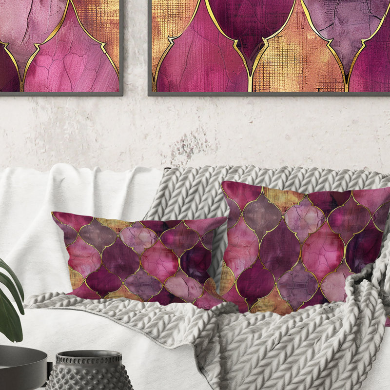 Coussin Magenta Diamond Glam II - Transitional, H 18 po x l 18 po