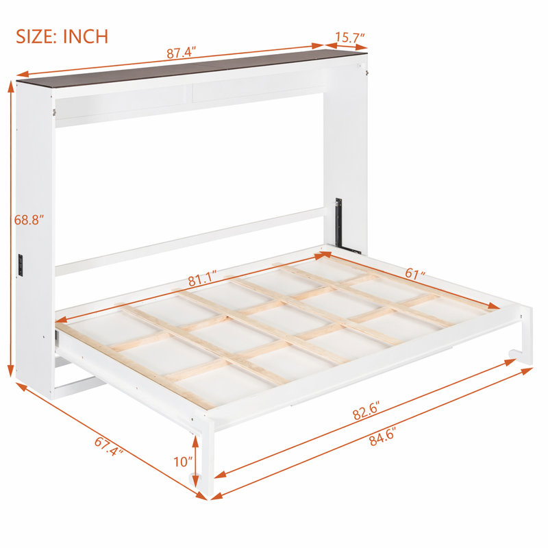 Lit escamotable mural avec USB Murphy, Blanc