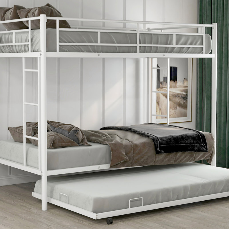 Lit superposé simple au-dessus de simple avec lit gigogne robuste, conception moderne pour les petits espaces et sécurité accrue