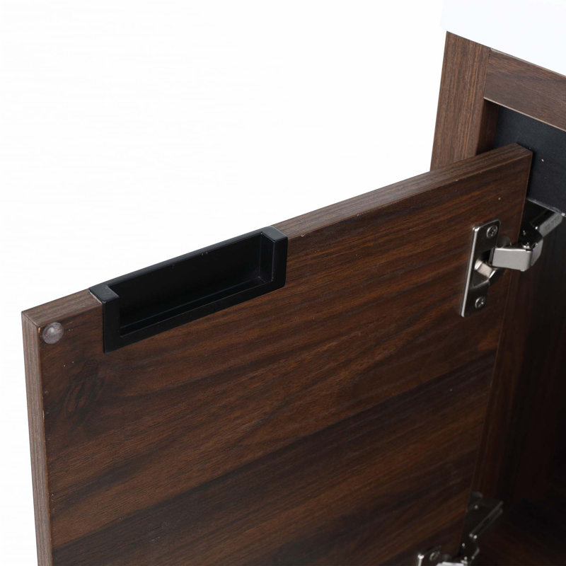 Float Mounting Bathroom Cabinet With Sink, Walnut