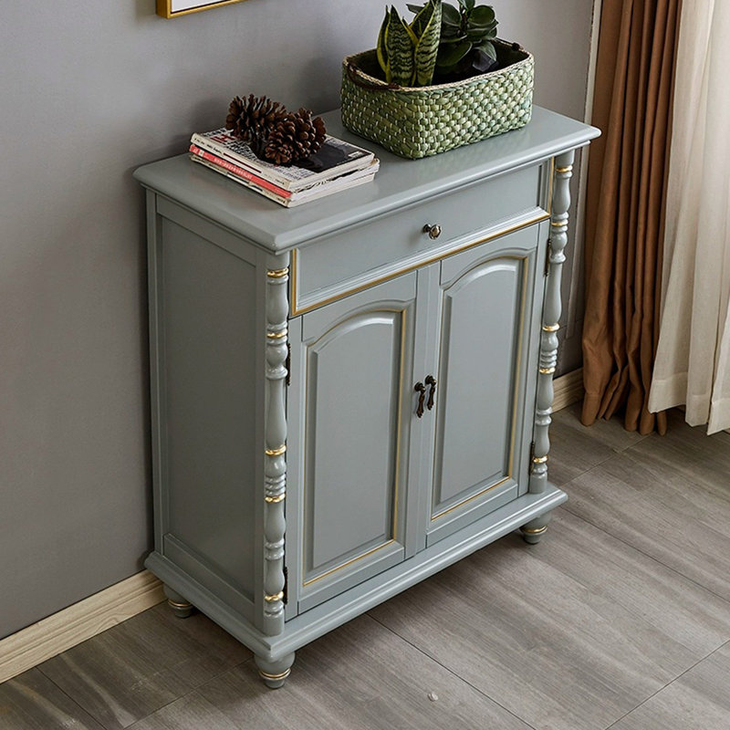 Gray Solid Wood Shoe Storage Bench