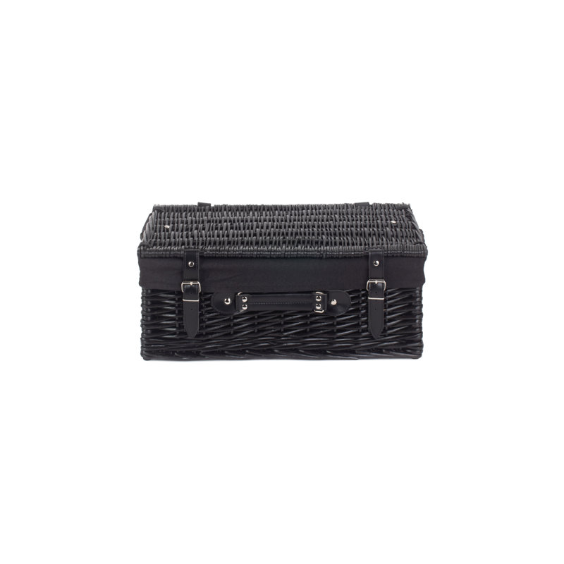 Wicker Hamper Basket with Lining, 19cm H x 46cm W x 30.5cm D, Black/Black